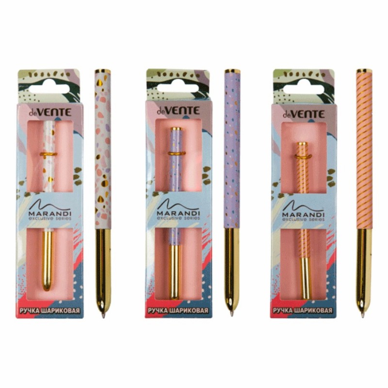 Ручка шар. подарочн.deVente "Marandi" 0,7мм, поворт.механ., метал, корпус ассорти, синяя, подар. короб.