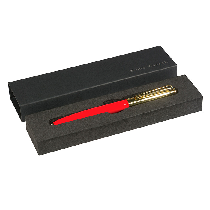 Ручка шар.авт.Bruno Visconti "Napoli" 1мм, корпус красный и золото, футляр картон. черный, синяя