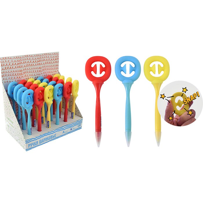 Ручка шариковая deVente "Snappers Anti-stress" СИНЯЯ 0.7мм, декор.элемент, картонный дисплей