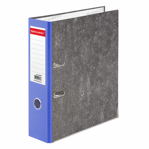 Папка-регистратор BRAUBERG, фактура стандарт, с мраморным покрытием, 75 мм, синий корешок