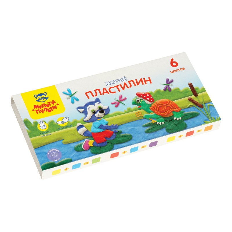 Пластилин Мульти-Пульти "Енот в сказке", 06 цветов, 72г, со стеком, картон МП_41707