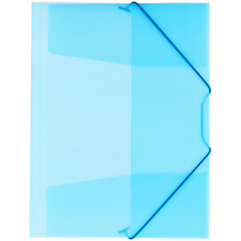 Папка на резинке OfficeSpace А4, 400мкм, пластик, синяя полупрозрачная