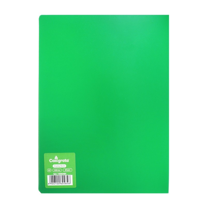 Папка с 20 вкладышами А5, 500 мкм, Calligrata, текстура "песок", зеленая 10060484