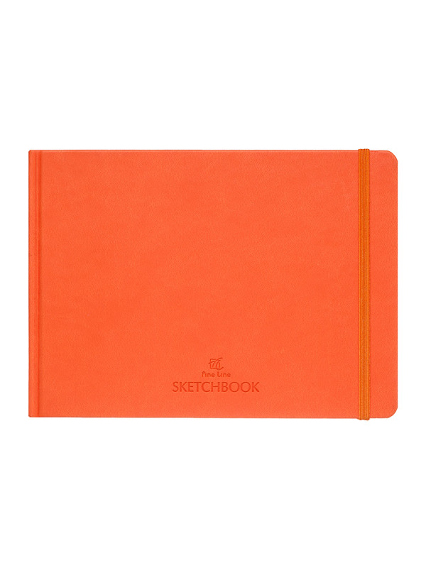 Скетчбук для маркеров 48л., А5 7БЦ Полином "Fine Line. Оранжевый", 160г/м2, кожзам, на резинке 3160-2