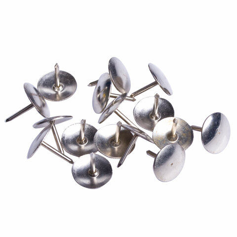 Кнопки канцелярские STAFF, металлические, никелированные, 10 мм, 50 шт., в картонной коробке