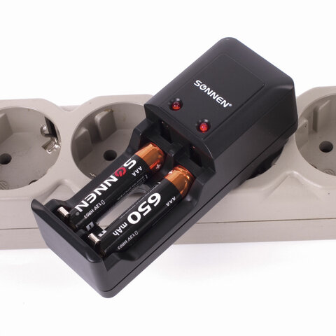 Батарейки аккумуляторные Ni-Mh мизинчиковые КОМПЛЕКТ 2 шт., AAA (HR03) 650 mAh, SONNEN