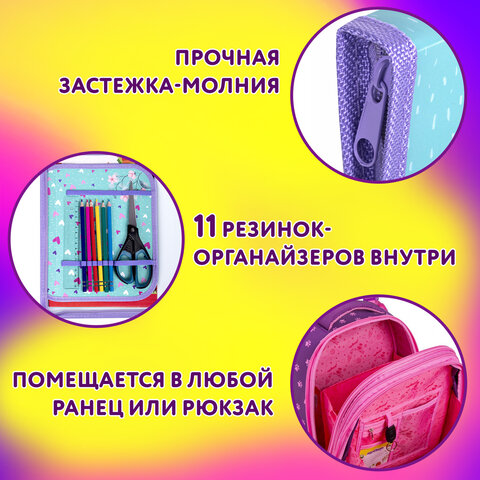 Папка для труда на молнии ЮНЛАНДИЯ А4, 1 отделение, откидная планка, органайзер, "Little bunny"