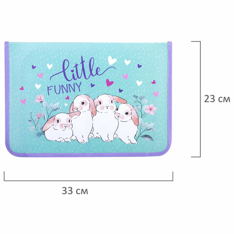 Папка для труда на молнии ЮНЛАНДИЯ А4, 1 отделение, откидная планка, органайзер, "Little bunny"