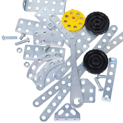 Конструктор металлический ЮНЛАНДИЯ "Для уроков труда №1", развивающий, 206 элементов