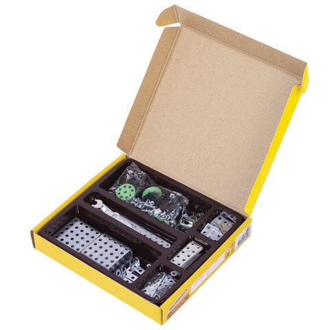 Конструктор металлический ЮНЛАНДИЯ "Для уроков труда №1", развивающий, 206 элементов