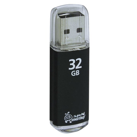 Флеш-диск 32 GB, SMARTBUY V-Cut, USB 2.0, металлический корпус, черный, SB32GBVC-