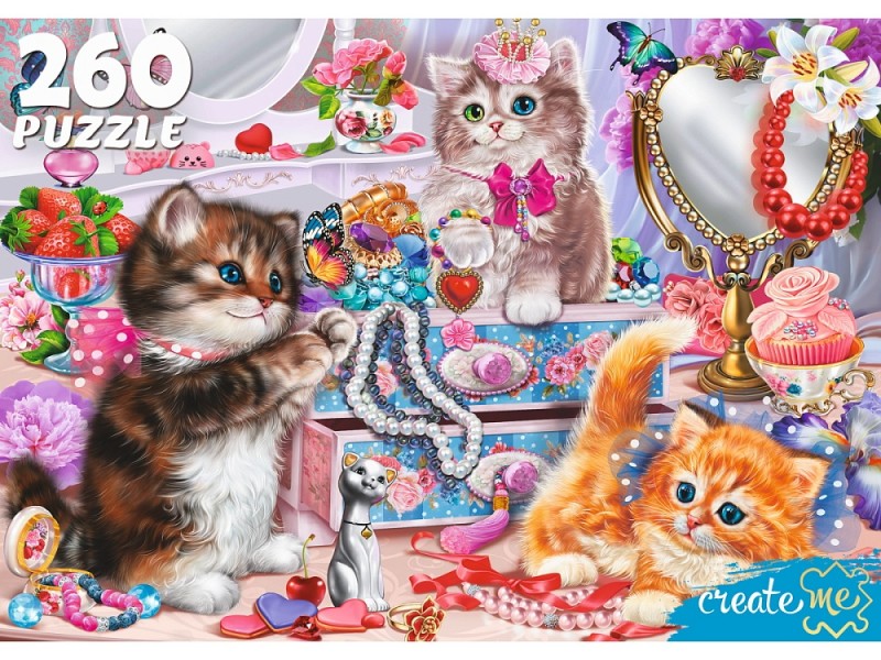 ПАЗЛЫ 260 элементов. ЗАБАВНЫЕ КОТИКИ №7 (Арт. ПУ-2902)