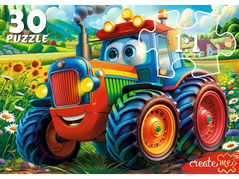 ПАЗЛЫ 30 элементов. ВЕСЕЛЫЙ ТРАКТОР (Арт. ПУ30-3177)