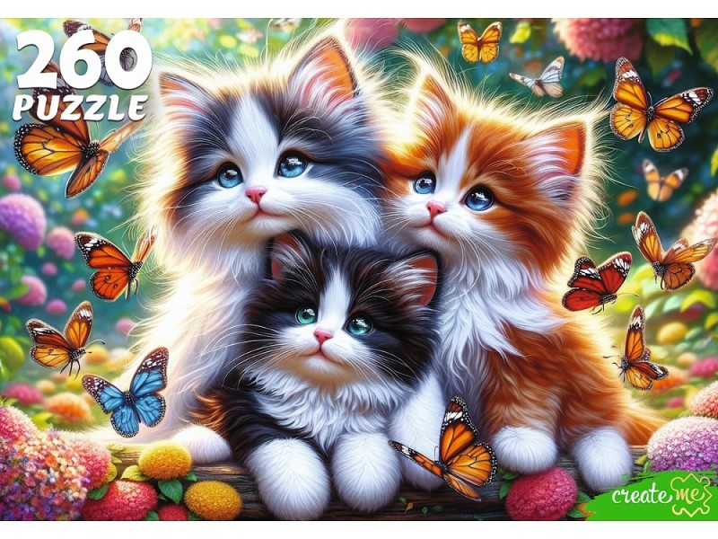 ПАЗЛЫ 260 элементов. КОТЯТА И БАБОЧКИ (арт. Х260-4549)