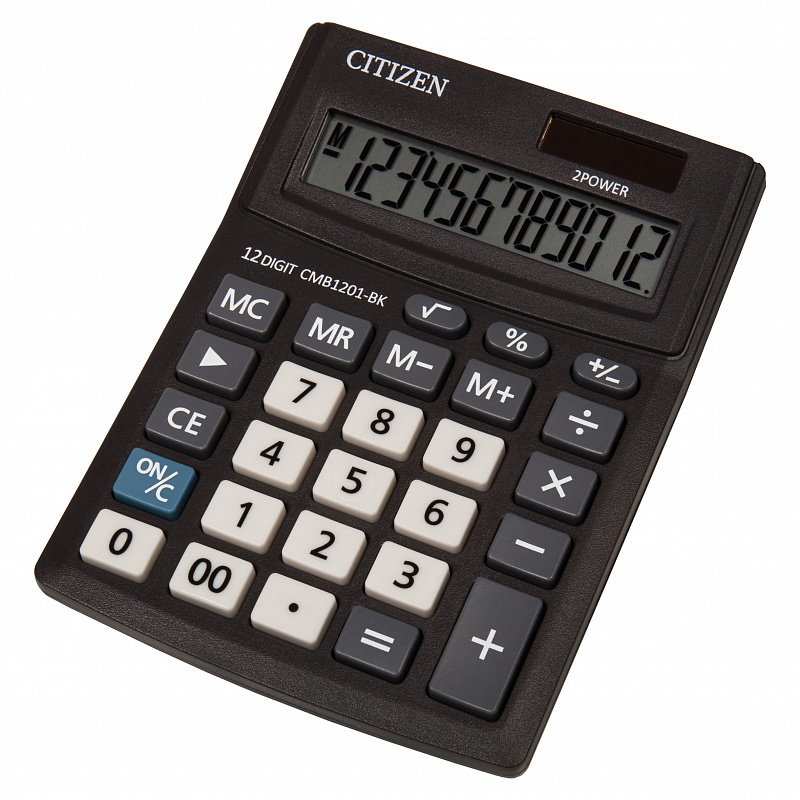 Калькулятор настольн малый BUSINESSLINE, 12 разр., дв. питание, черный корпус, разм.136*100*32 мм