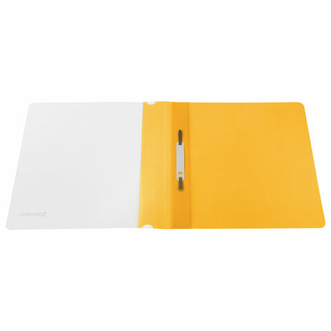 Скоросшиватель пластиковый BRAUBERG, А4, 130/180 мкм, желтый