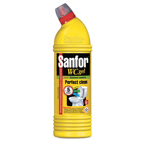 Средство для уборки туалета 750 г, SANFOR WC gel (Санфор гель) "Лимонная свежесть"