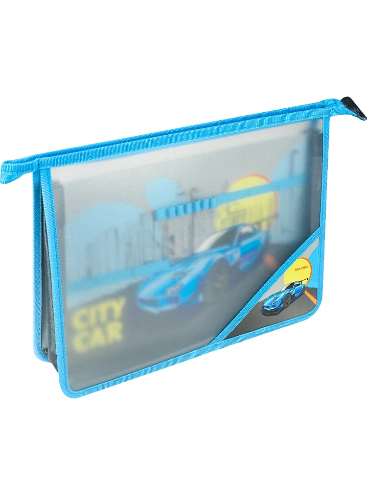 Папка для труда на молнии сверху, с двумя отдел. СПОРТКАР ИЗ ЯПОНИИ (ПТР-9625) пластик