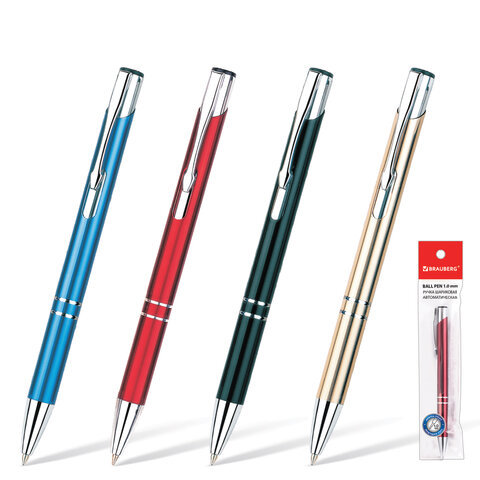 Ручка бизнес-класса шариковая BRAUBERG "Win", корпус ассорти, узел 1 мм, линия письма 0,7 мм, синяя