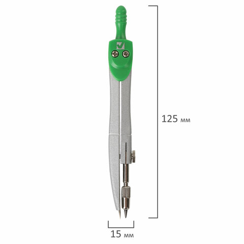 Готовальня BRAUBERG "Klasse", 3 предмета: циркуль 125 мм, точилка, грифель, пенал с подвесом