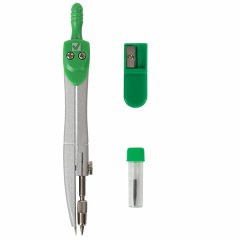 Готовальня BRAUBERG "Klasse", 3 предмета: циркуль 125 мм, точилка, грифель, пенал с подвесом